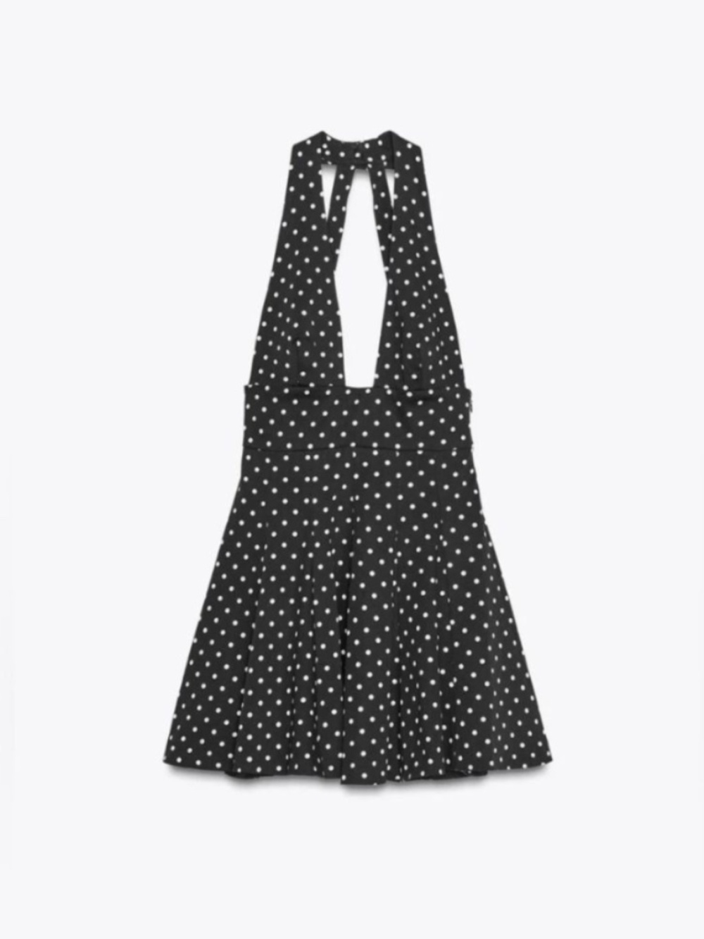 Black White Polka Dot Halter Mini Dress